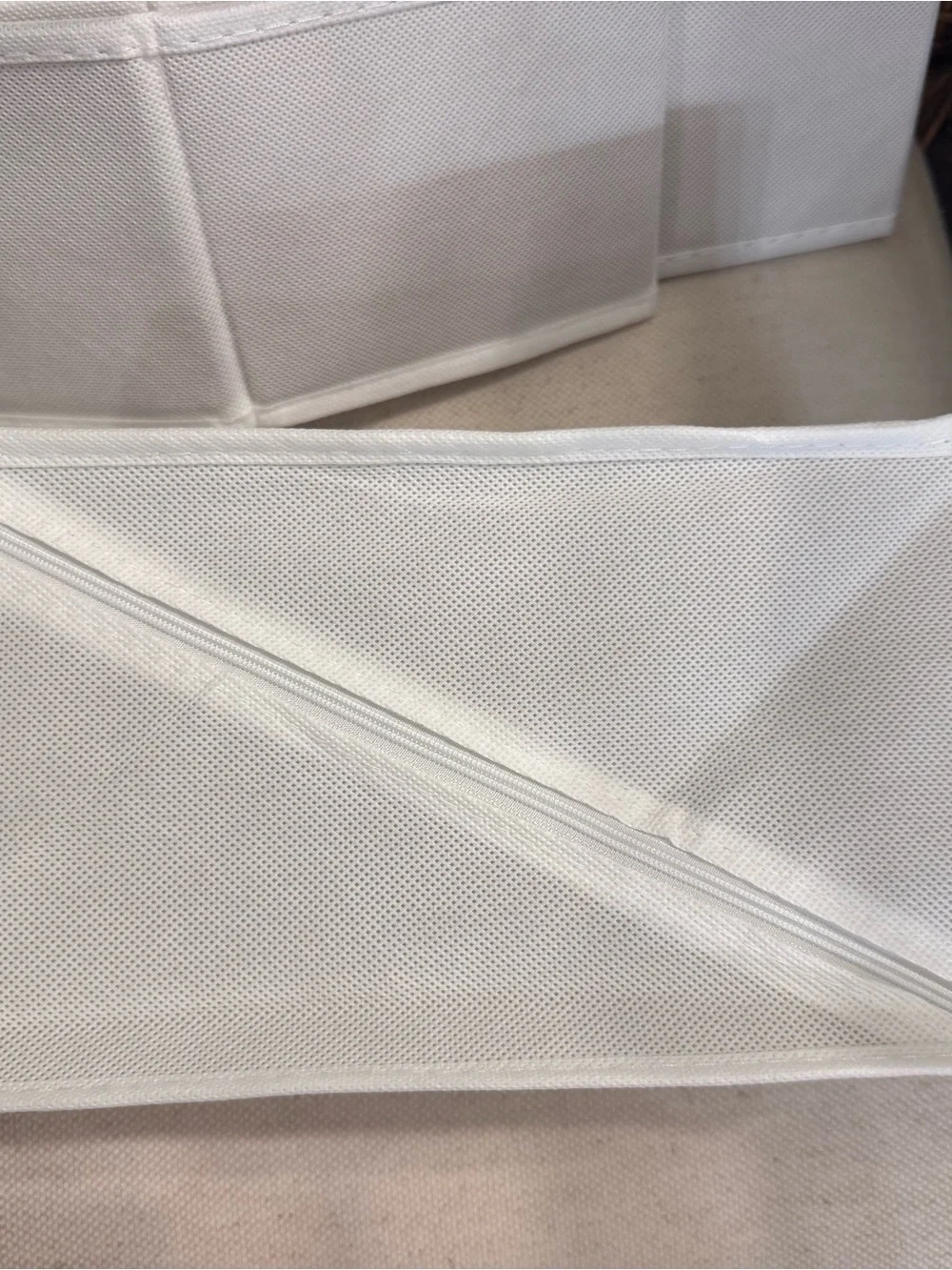 White Fabric Storage Bin - Versatile Home Organizer